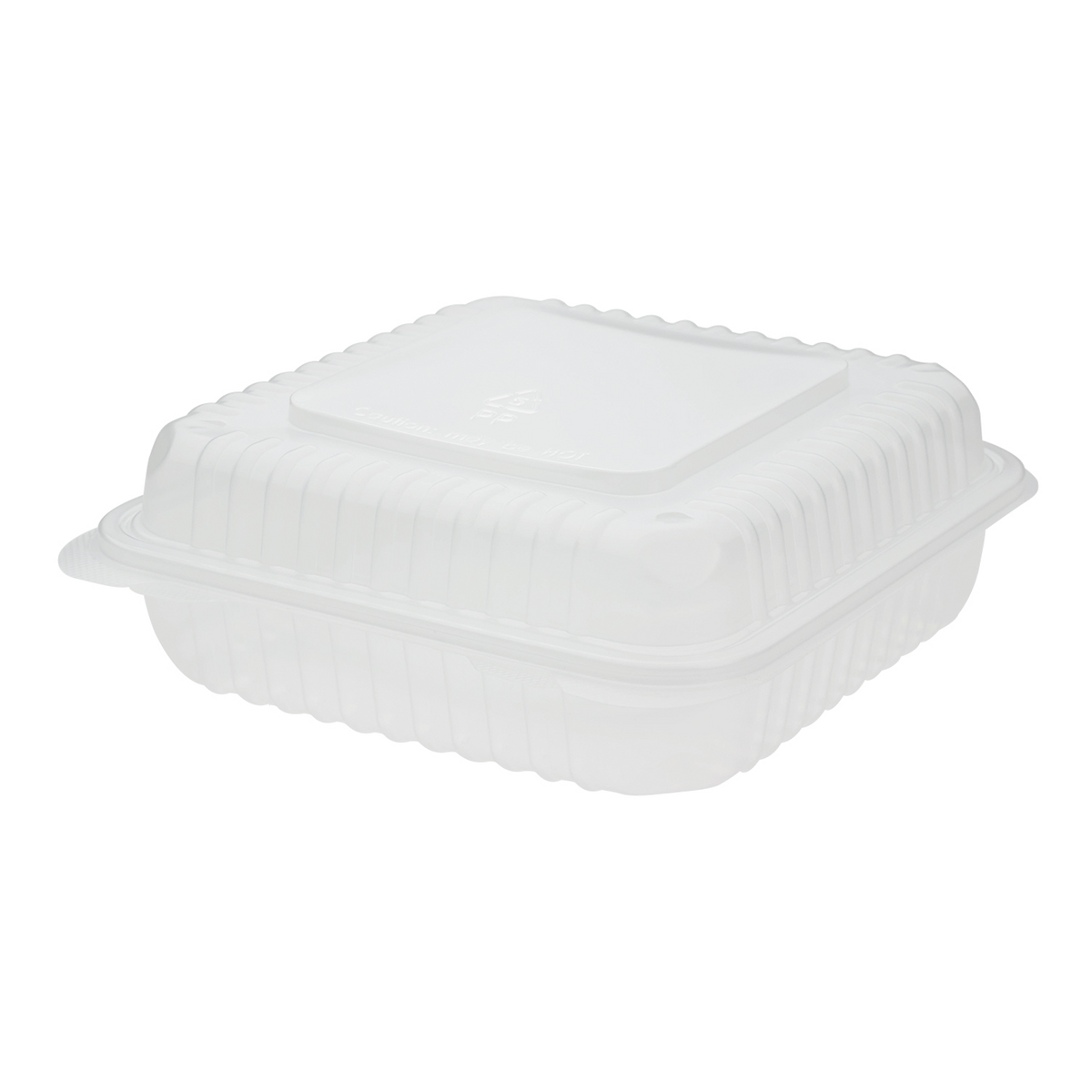 Thermo Tek 39 oz Square Clear Plastic Clamshell Container - Anti-Fog - 7  3/4 x 7 3/4 x 2 1/2 - 100 count box