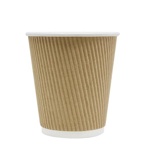 Disposable Coffee Cups - 8oz Ripple Paper Hot Cups - Kraft (80mm) - 500 ct