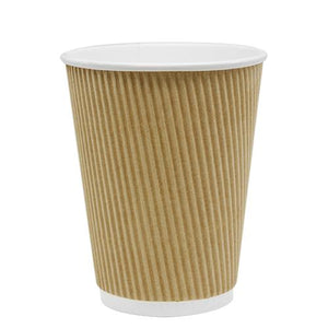 Paper Coffee Cups - Disposable Coffee Cups - Ripple Wall - Kraft - 12oz. -  500 Count Box