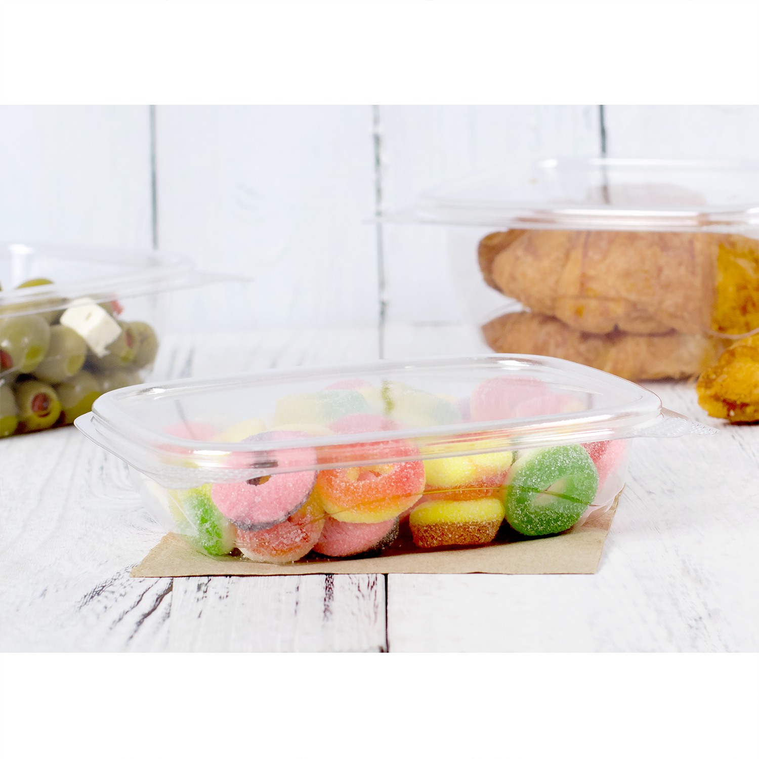 8 oz. Clear Hinged Deli Fruit Container 50/PK