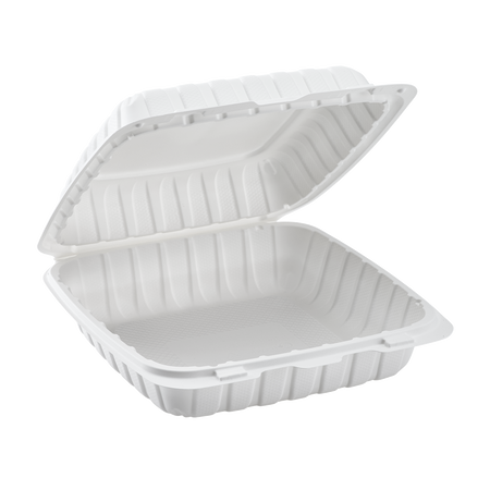 Choice 33 oz. White 9 Round 3-Compartment Microwavable Heavy Weight  Container with Lid - 150/Case