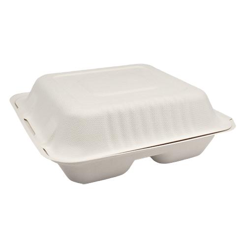 greensight Compostable Take Out Food Container 8X8, With 3 Compartments 25  Pack Disposable Clamshell Food Containers, Heavy Duty To Go Boxes
