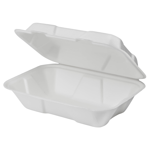 Medium Biodegradable Takeout Boxes - Karat 9''x6'' Hinged Containers
