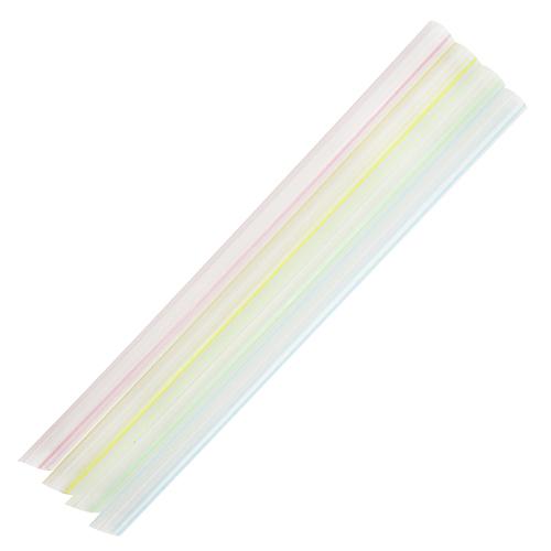 Plastic Straws 9'' Bubble Tea Straws (10mm) - Mixed Striped Colors -  unwrapped - 1,600 count