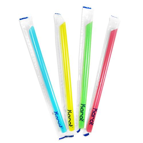 Karat 7.5” Boba Straws (10mm) – Unwrapped – Mixed Striped Colors – 4,500 ct  – Mission Total Supply